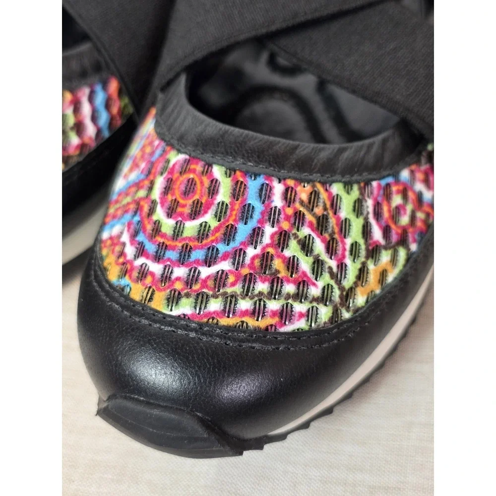 Chelsea Jones Women's Tuck Walking Shoes Sz 8 Mary Jane Sneakers Black Pink Mesh